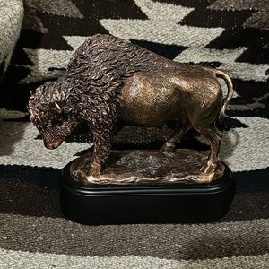 Bronze plated bison.